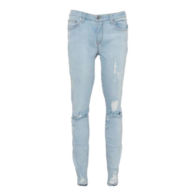 Lovers + Friends Blue Light Wash Denim Distressed Skinny Jeans M For Sale