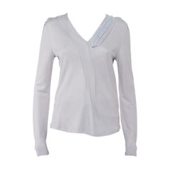 Emporio Armani Grey Knit Draped Detail Long Sleeve Top L