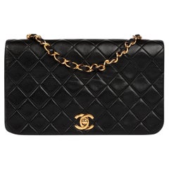 Chanel Black Quilted Lambskin Vintage Small Classic Single Full Flap Bag