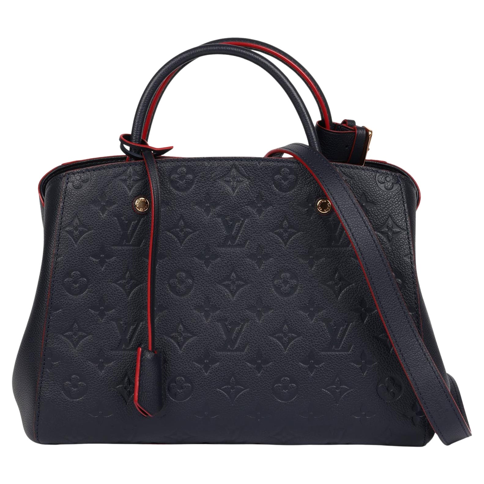 Louis Vuitton Marine Rouge Monogram Empreinte Leather Montaigne MM in vendita
