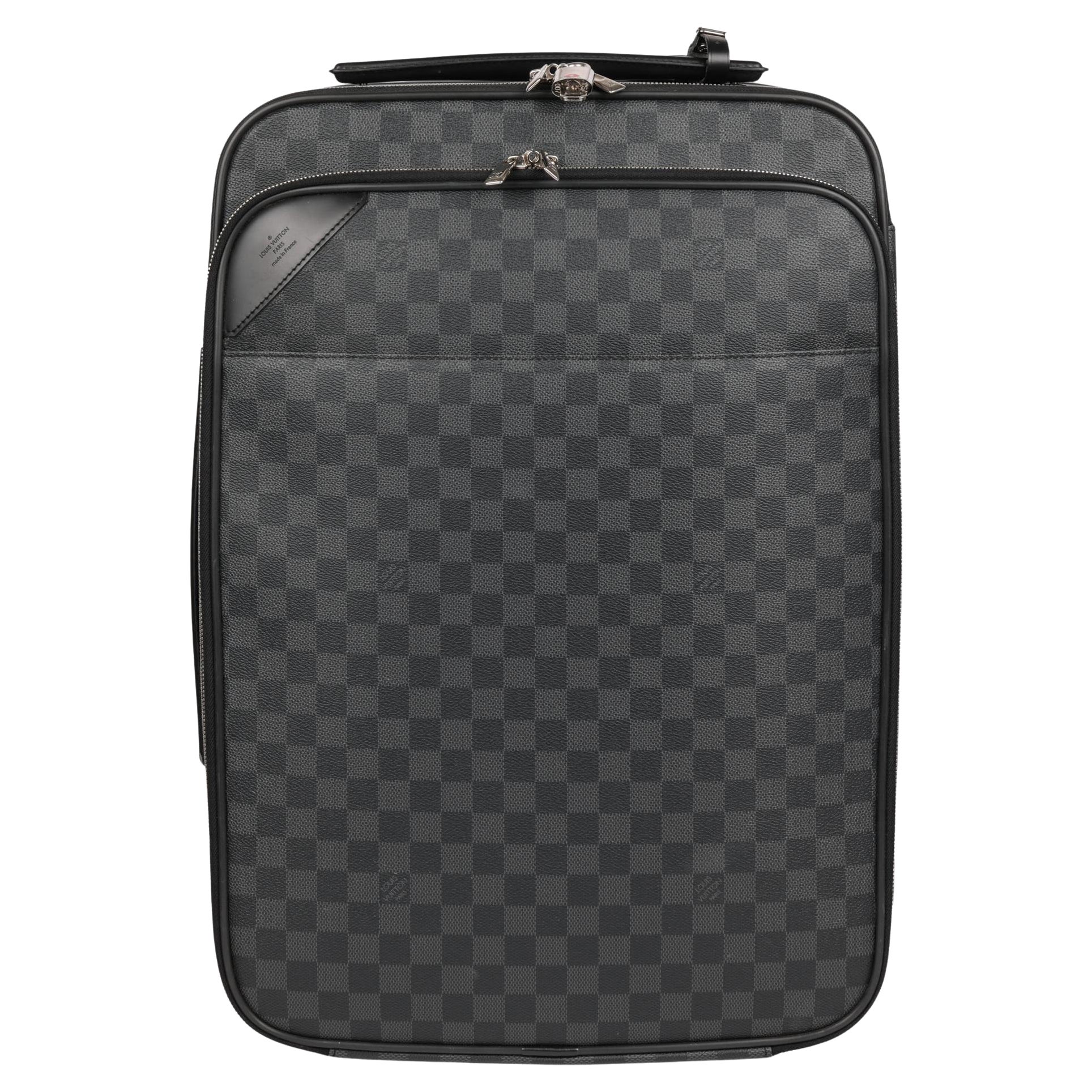 LOUIS VUITTON Damier Graphite Coated Canvas & Black Calfskin Leather Pegase 55 im Angebot