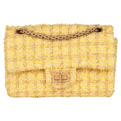 CHANEL Canary Yellow Tweed Fabric 224 2.55 Reissue Double Flap Bag