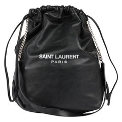 Saint Laurent Black Lambskin Teddy Bucket Bag With Pouch
