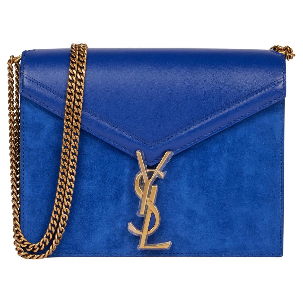 Saint Laurent Blaues Kalbsleder & Wildleder Medium Cassandra im Angebot