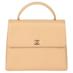 Chanel Beige Caviar Leather Vintage Classic Kelly