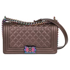 Chanel Iridescent Quilted Calfskin Leather Medium Le Boy Bag