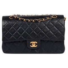 Chanel Navy Quilted Lambskin Vintage Medium Classic Double Flap Bag
