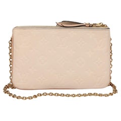 Louis Vuitton Beige & Rose Creme Empreinte Double Zip Pochette