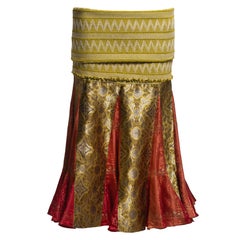 Christian Dior by John Galliano Brocade Godet Skirt with Smocked Waist, FW 2002