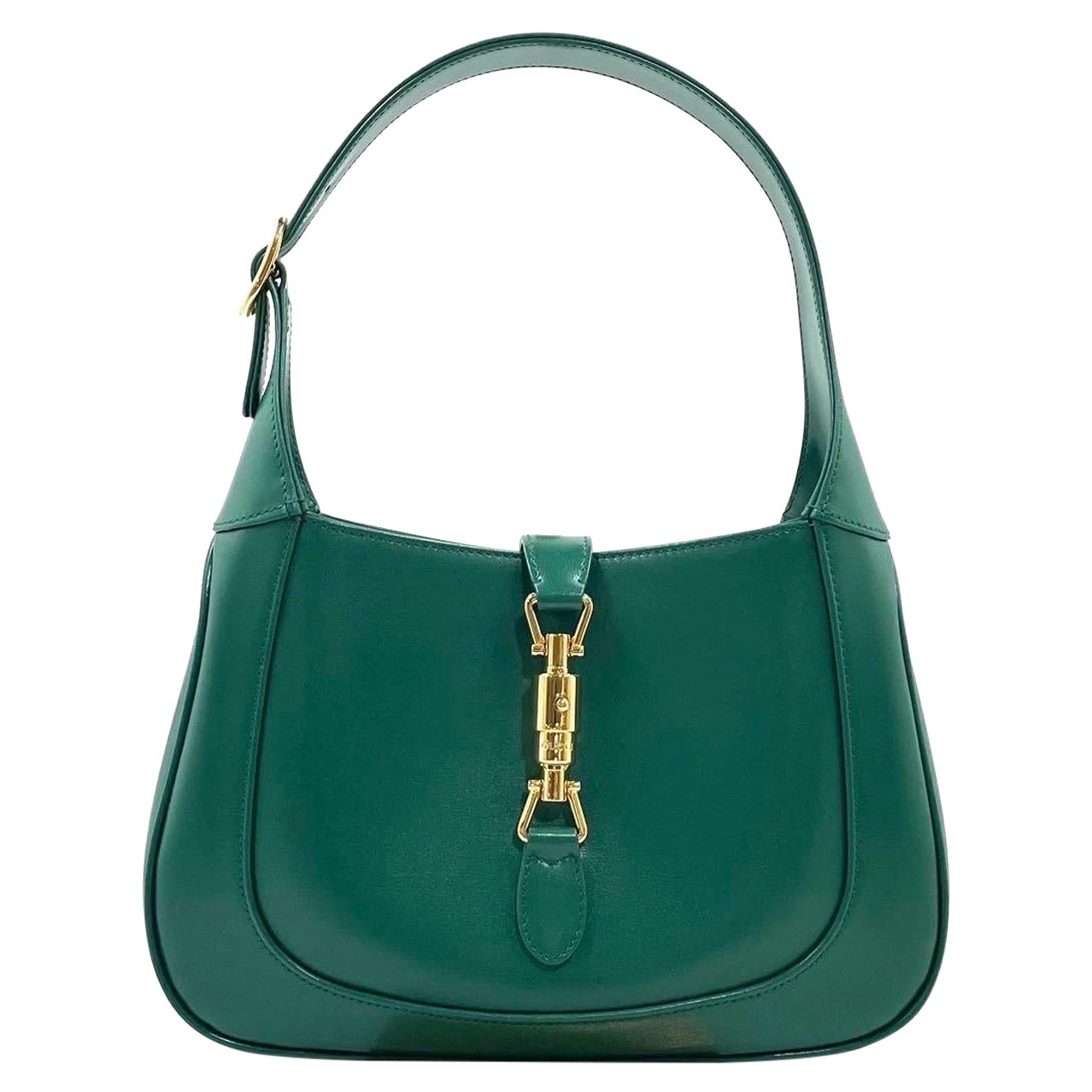 Gucci Jackie 1961 Grüne Ledertasche mit verstellbarem Riemen im Angebot