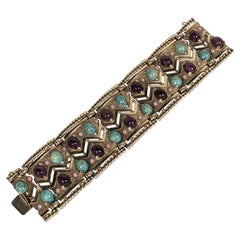 Elegant Boucher Faux Turquoise and Amythest Bracelet