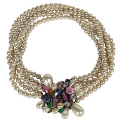 Elaborate Louis Rousselet Gripoix Glass Pearl Necklace