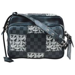 MENS Louis Vuitton Black Coated Canvas Damier Graphite Rope Pattern "Nil PM" Bag 9