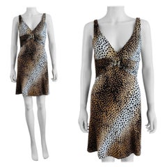 Roberto Cavalli Vintage 2005 Cheetah Animal Print Mini Gold Snake Dress