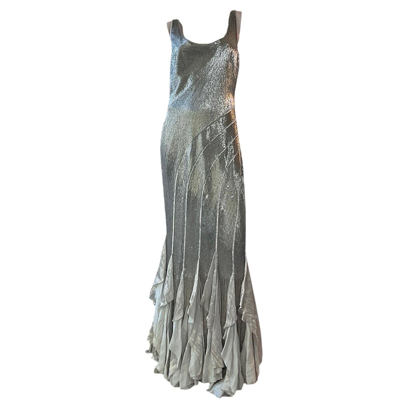 Ralph Lauren Runway Spring 2012 Silver Beaded Gown NWT