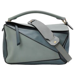 Loewe Puzzle Medium Multicolor Blue Calfskin Leather Crossbody Bag