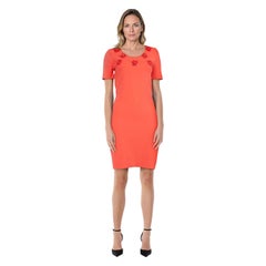 Moschino Coral Knit Floral Embellished Dress Size M