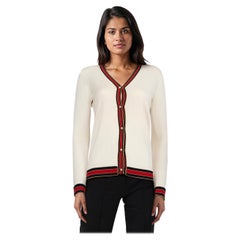 Gucci Cream Wool Striped Knit Cardigan Size S