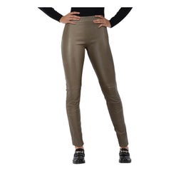 Emilio Pucci Khaki Leather Skinny Trousers Size XS