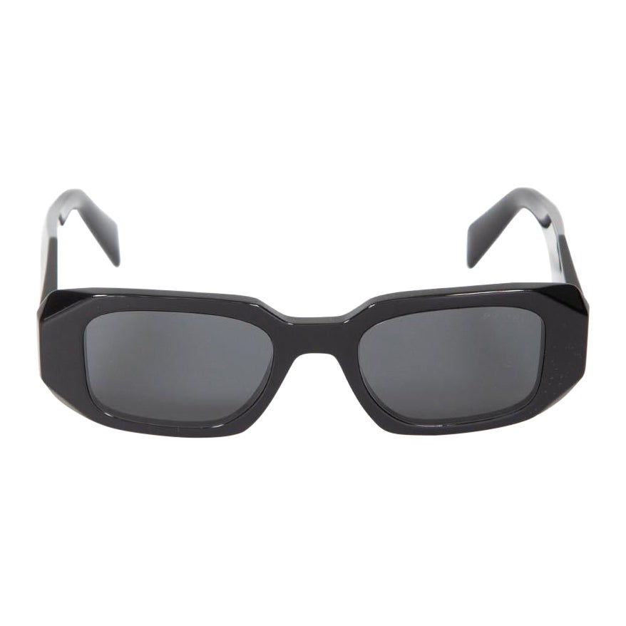 Prada Black Rectangular Tinted Frame Sunglasses For Sale