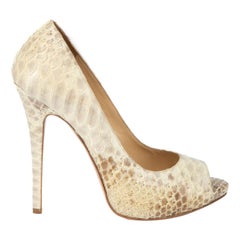 Gianmarco Lorenzi Beige Snakeskin Pattern Heels Size UK 4