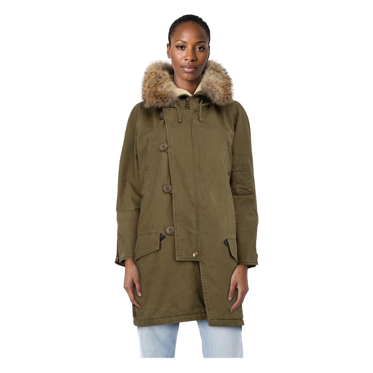 Saint Laurent Greene & Greene Coates Fourrure Taille S en vente
