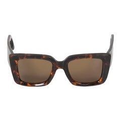 Victoria Beckham Dark Havana Tinted Rectangular Sunglasses