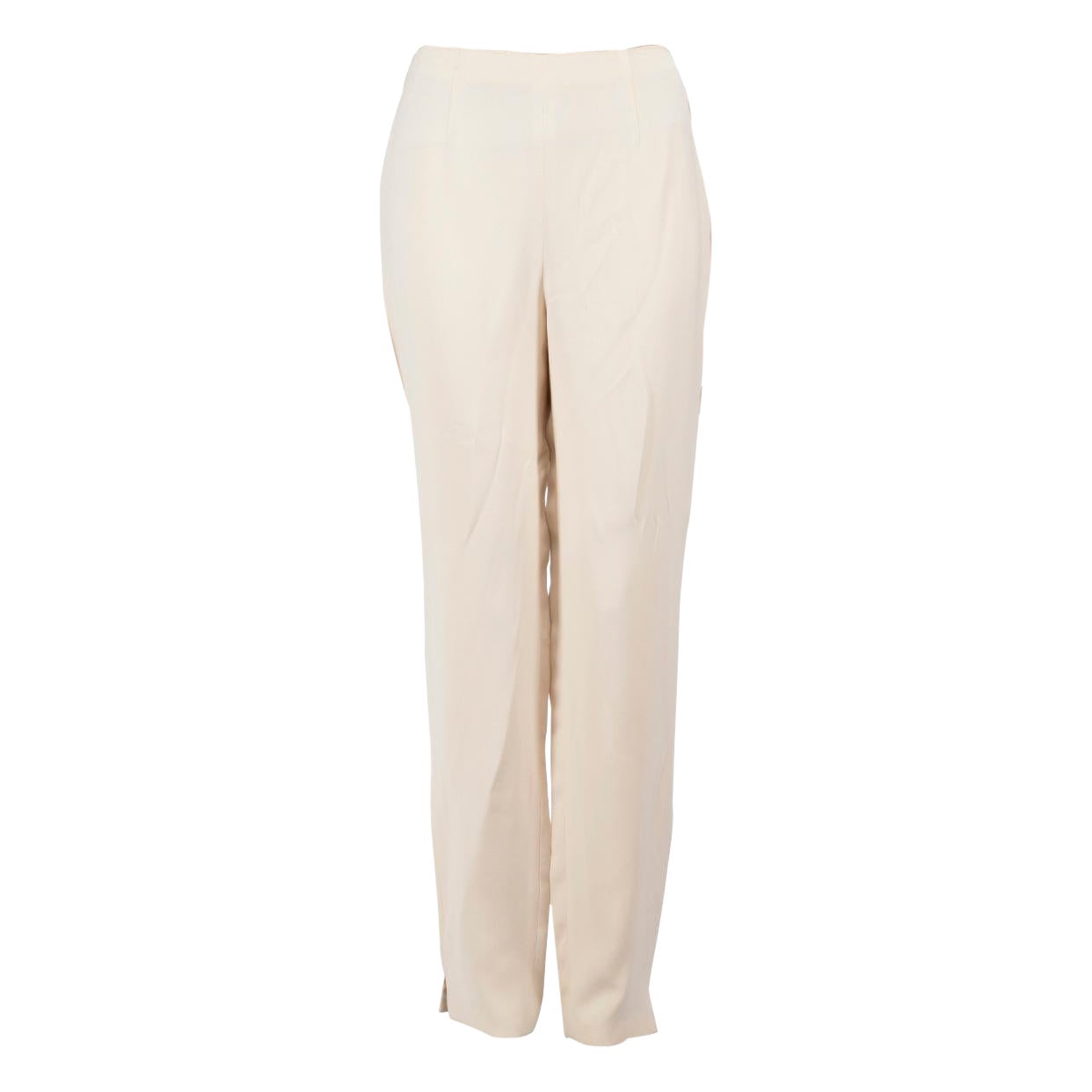 Ralph Lauren Beigefarbene schlanke Seidenhose Größe L im Angebot