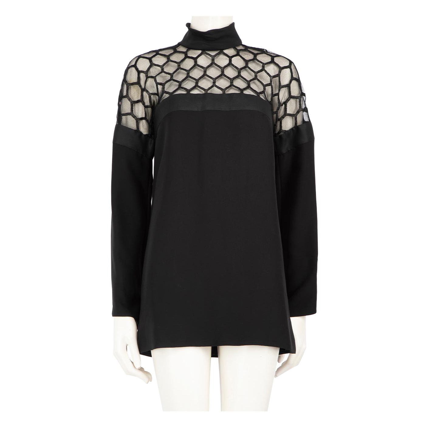 Robe à manches longues en maille de soie noire Gucci, taille S