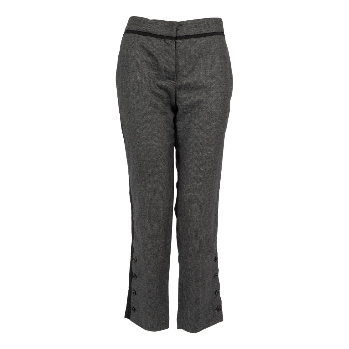 Prada Grey Tape Detail Buttoned Cuff Trousers Size S For Sale