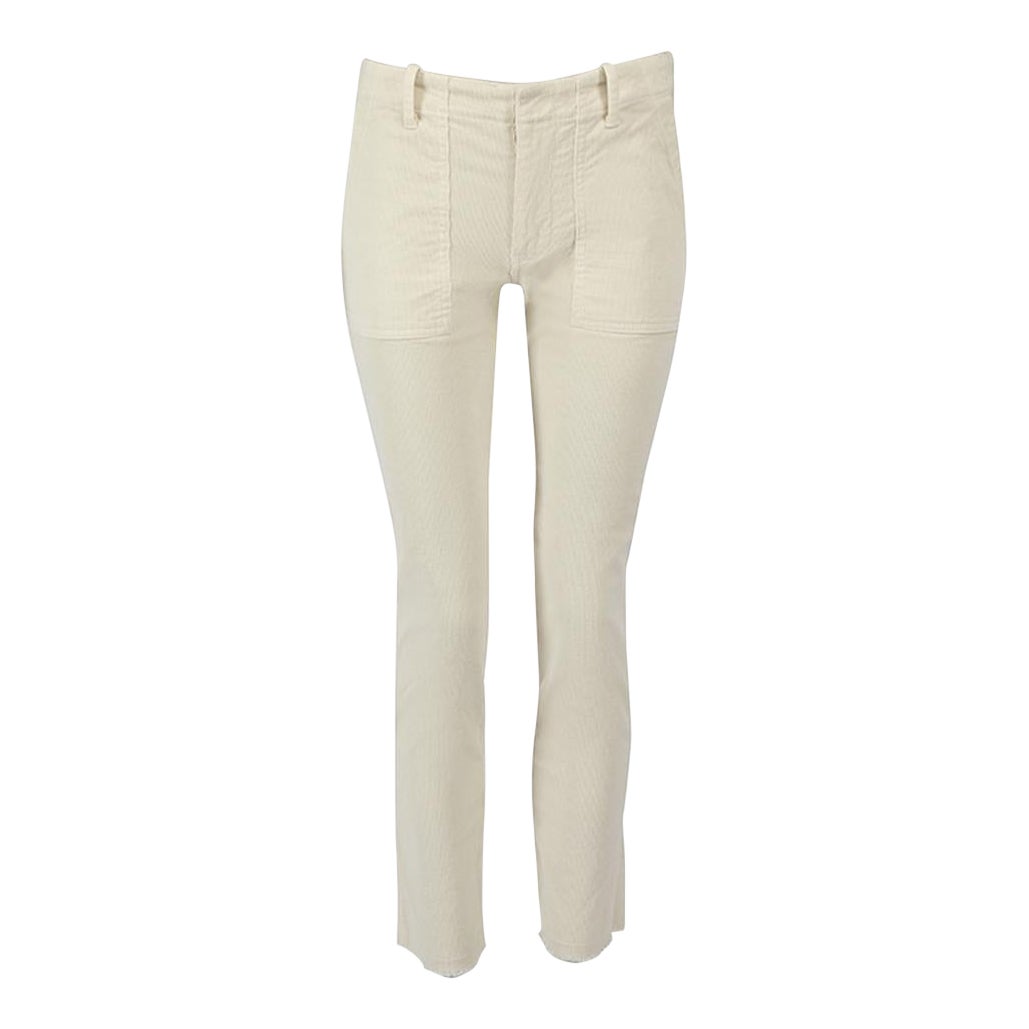 Nili Lotan Ecru Corduroy Skinny Trousers Size XXS For Sale