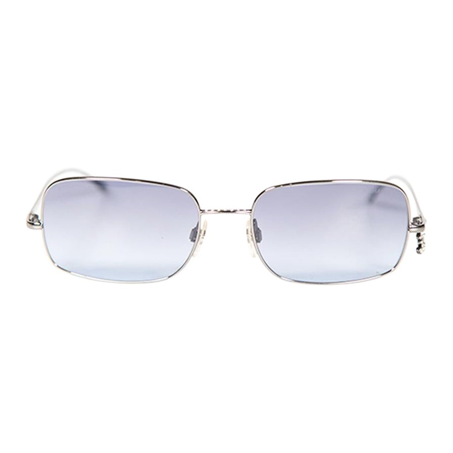 Chanel Silver Crystal CC Charm 4079-T-B Sunglasses For Sale