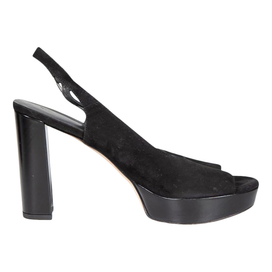 Stuart Weitzman Black Suede Slingshot Heels Size US 11 For Sale