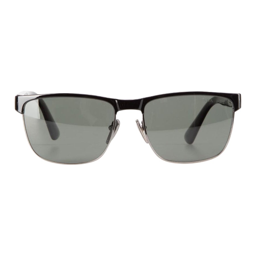 Prada Black Metal Pillow Frame Sunglasses For Sale