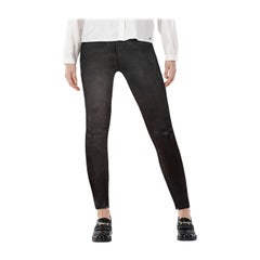 Balenciaga Black Leather Skinny Side Zip Trousers Size S