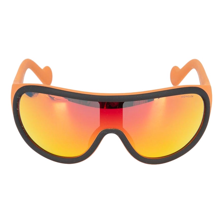 Moncler Orange Mirrored Shield Sunglasses For Sale