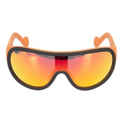 Moncler Orange Mirrored Shield Sunglasses