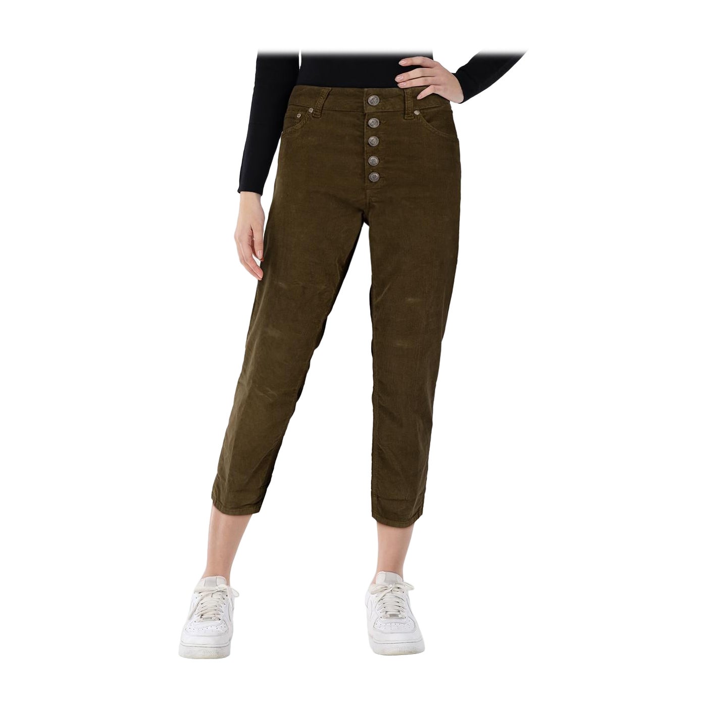 Dondup Green Koons Cropped Trousers Size M For Sale