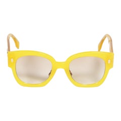 Fendi Yellow Oversized Square Frame Sunglasses