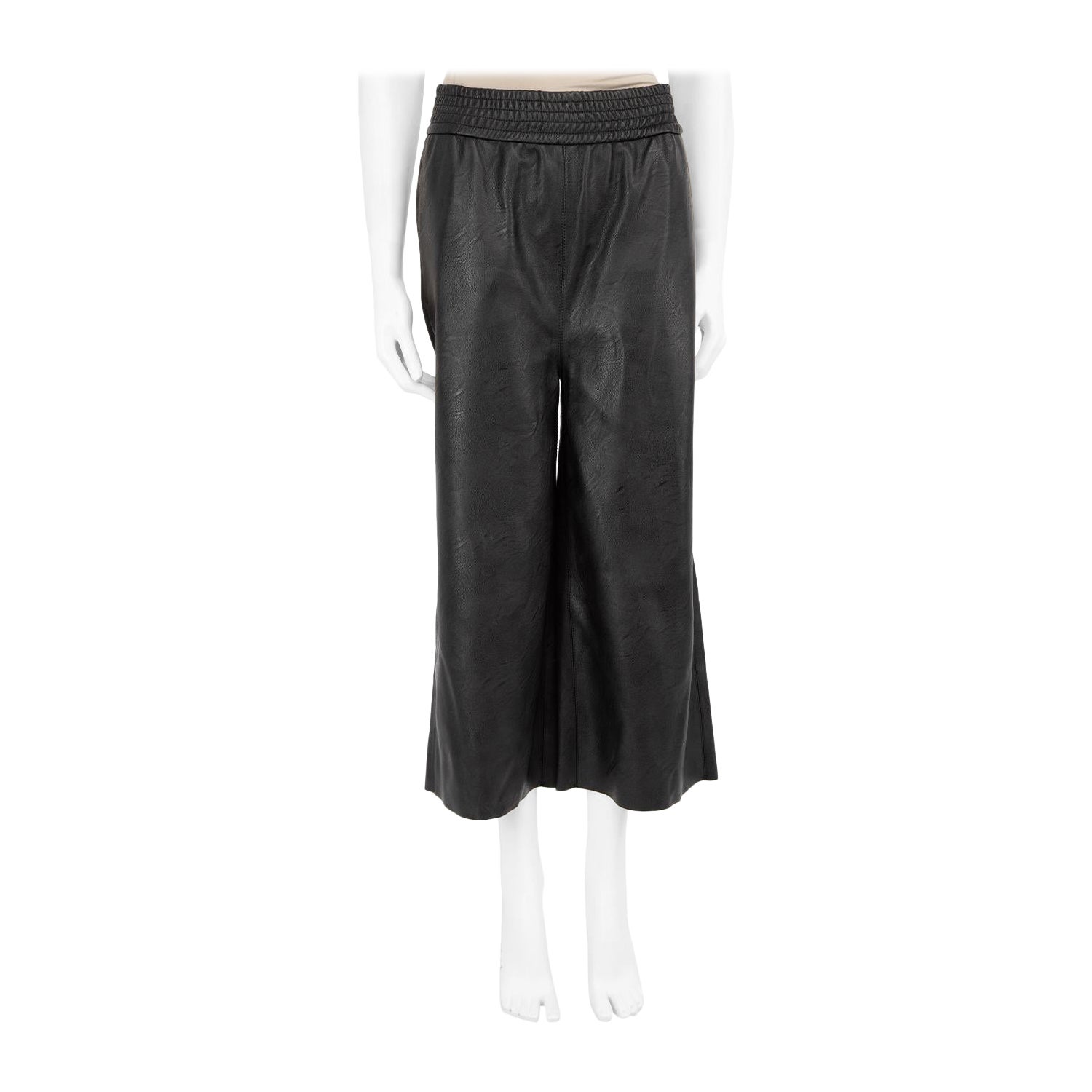 Stella McCartney Black Vegan Leather Crop Trousers Size XXS For Sale