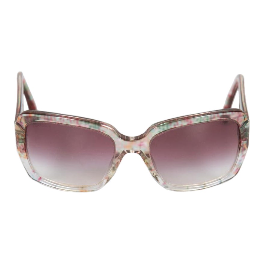 Chanel Pink & Green Oversized Square Sunglasses For Sale