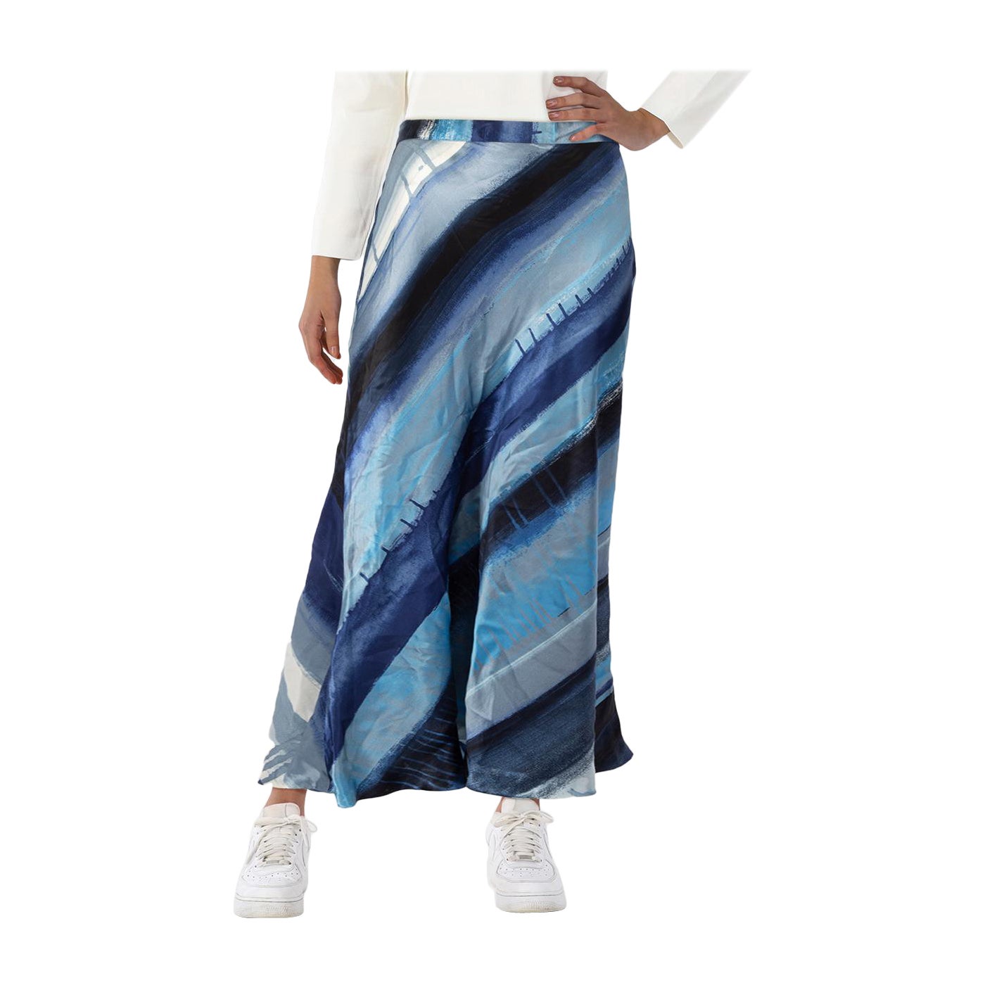 Moschino Blue Striped Maxi Skirt Size L For Sale