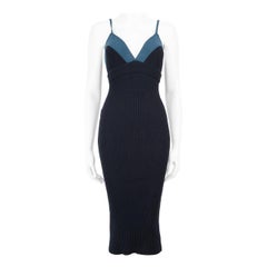 Fendi Blue Ribbed Knit Midi Dress Size S
