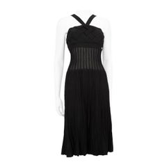 Chanel Black Midi Sleeveless Woven Detail Dress Size M