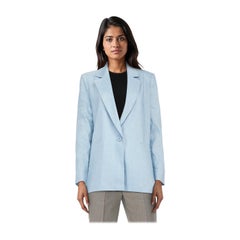 Alice + Olivia Blue Linen Single Breasted Blazer Size M