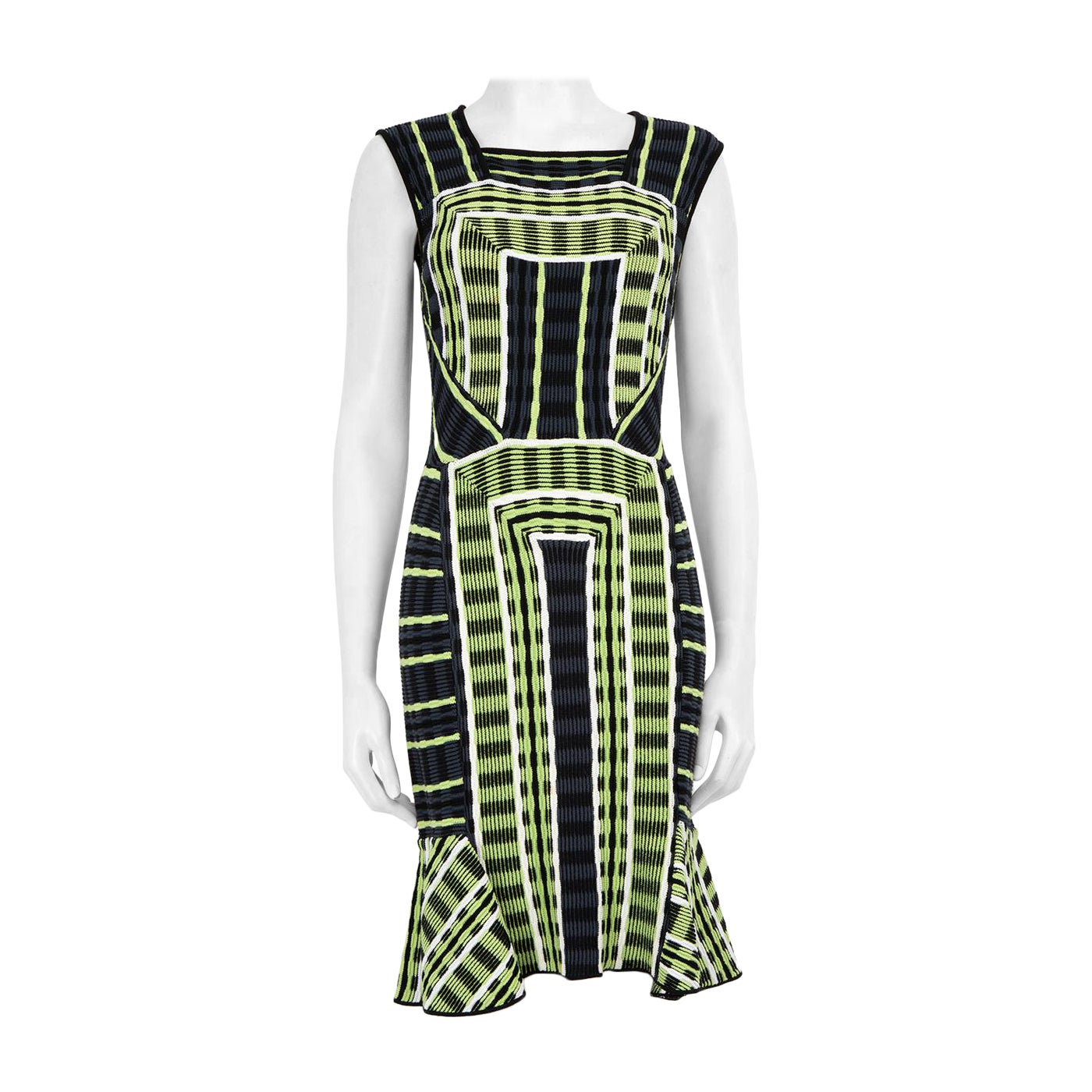 Missoni Green Square Neck Abstract Dress Size M For Sale