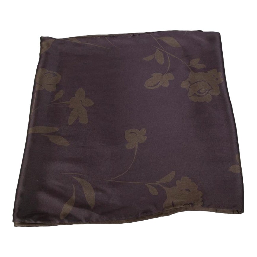 Giorgio Armani Brown Floral Print Silk Scarf For Sale