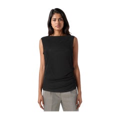 Versace Black Ruched Sheer Top Size S
