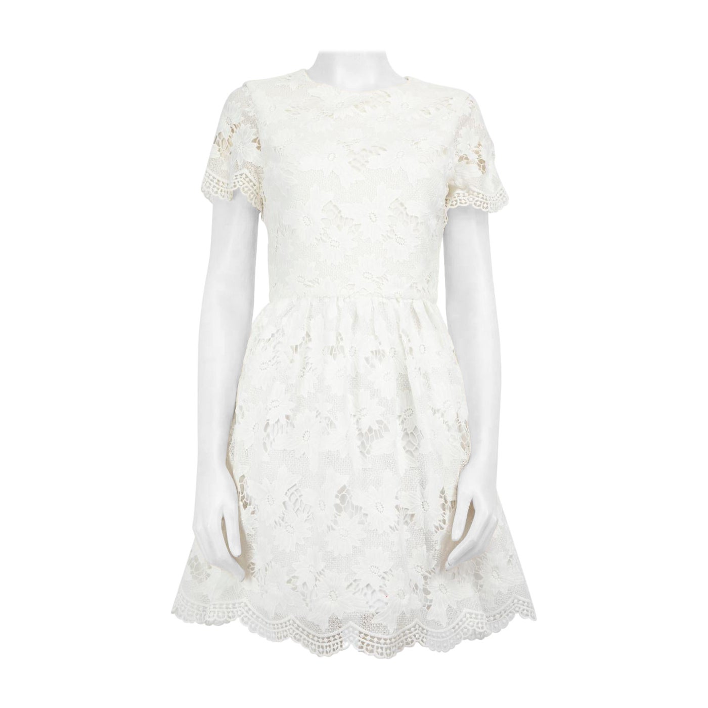Alice + Olivia White Floral Lace Skater Dress Size M For Sale