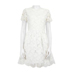 Alice + Olivia White Floral Lace Skater Dress Size M